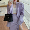 Spring Women Purple Skirt Purple Suit 2023 Elegant Single-breasted Suit Jacket & Split Pencil Skirt Summer Ladies Blazer Set