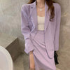 Spring Women Purple Skirt Suit 2022 Elegant Single-breasted Suit Jacket & Split Pencil Skirt Summer Ladies Blazer Set