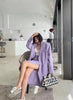 Spring Women Purple Skirt Suit 2022 Elegant Single-breasted Suit Jacket & Split Pencil Skirt Summer Ladies Blazer Set