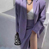 Spring Women Purple Skirt Suit 2022 Elegant Single-breasted Suit Jacket & Split Pencil Skirt Summer Ladies Blazer Set