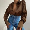 Spring Women Shirts Casual Satin Loose Green Blouses Long Sleeve Single Breasted Tops Mujer Button Shirt Woman Clothing