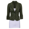 Spring Women's Casual Work Solid Color Knit Blazer Plus Size One Button Sllim suit Jacket