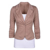 Spring Women's Casual Work Solid Color Knit Blazer Plus Size One Button Sllim suit Jacket