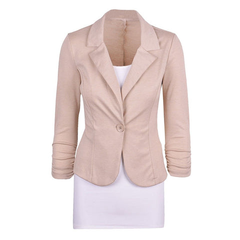 Spring Women's Casual Work Solid Color Knit Blazer Plus Size One Button Sllim suit Jacket