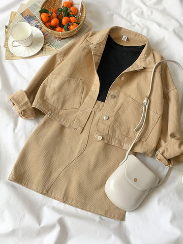 Spring and Autumn 2022 goddess costume Korean two-piece denim jacket skirt temperament fashionable suit trend