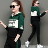Spring and Autumn Casual Sports Suit, Female Korean-Style Loose Hooded Sweater Large Size Sportswear Two-Piece Set