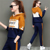Spring and Autumn Casual Sports Suit, Female Korean-Style Loose Hooded Sweater Large Size Sportswear Two-Piece Set