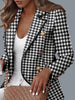 Spring and Autumn Long Sleeve Double-breasted Small Suit Jacket Houndstooth  Blazer Women  Plaid Blazer  Woman Jacket   Coats