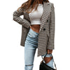 Spring and Autumn  Long Sleeve Small Suit Women's Top Slim Long Sleeve Jacket Small Suit Plaid Coat Suit Blazer