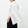 Spring and Autumn Women's Double Breasted Pocket Cape Slim Blazer White Color