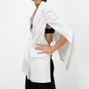 Spring and Autumn Women's Double Breasted Pocket Cape Slim Blazer White Color