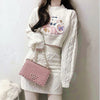 Spring and Autumn Lolita Style Sweater Rabbit Embroidered Long Sleeve Loose Short Top + Slim Skirt Party Skirt Set NS680