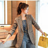 Spring and Autumn Plaid Suit Jacket Ladies Korean Office Slim Long-sleeved Pocket Jacket Plus Size Casual Blazer Traf Ropa Mujer
