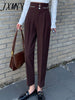 Spring and Autumn Season Thickened Fabric High Waist Casual Loose Ninth Suit Pants Explosive Small Foot Pants Women