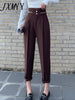 Spring and Autumn Season Thickened Fabric High Waist Casual Loose Ninth Suit Pants Explosive Small Foot Pants Women
