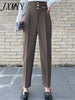 Spring and Autumn Season Thickened Fabric High Waist Casual Loose Ninth Suit Pants Explosive Small Foot Pants Women