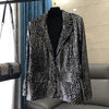 Spring and Autumn slim slim leopard-print women's business suit long-sleeve sequined flannelette printed jacket