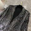 Spring and Autumn slim slim leopard-print women's business suit long-sleeve sequined flannelette printed jacket