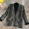 Spring and Autumn slim slim leopard-print women's business suit long-sleeve sequined flannelette printed jacket