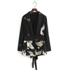 Spring and Summer European Station Crane Belt Suit Female Printed Small Suit Coat