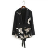 Spring and Summer European Station Crane Belt Suit Female Printed Small Suit Coat