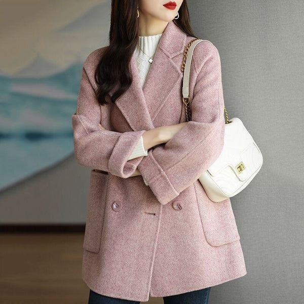 Spring and Winter Korean Blazer Women's Long-sleeved Lapel Warm Loose Casual Office Elegant Park Button Coat Woman Coat Traf