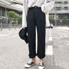 Spring and autumn loose high-waisted jeans women show thin straight broad-legged pants black hundred pairs of student long pants