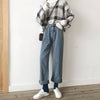 Spring and autumn loose high-waisted jeans women show thin straight broad-legged pants black hundred pairs of student long pants