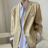 Spring and autumn women's casual solid color single-breasted pocket decoration loose jacket