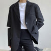 Spring and autumn women's casual solid color single-breasted pocket decoration split sleeve loose jacket