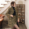 Spring and autumn women's clothing temperament commuter loose suit collar leopard print small suit package hip skirt two-piece