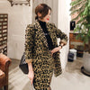 Spring and autumn women's clothing temperament commuter loose suit collar leopard print small suit package hip skirt two-piece