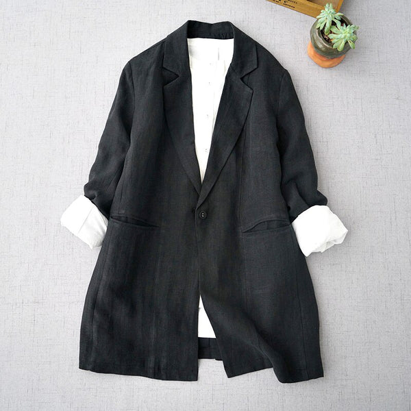 Spring and autumn women's linen suit  linen suit coat leisure comfortable top 0420