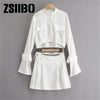Spring and summer women's two-piece suit temperament commuter light cooked style long-sleeved shirt + high-waist skirt suit