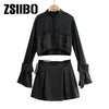 Spring and summer women's two-piece suit temperament commuter light cooked style long-sleeved shirt + high-waist skirt suit