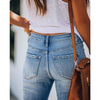 Spring and summer women's jeans casual trousers 2022 streetwear cotton women's high waist pants loose retro blue mom's pants