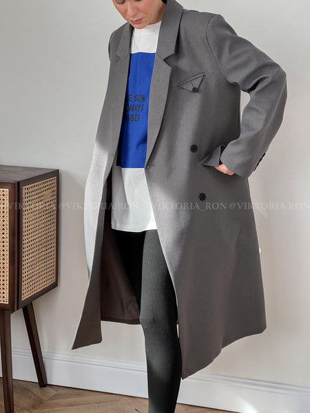 Spring clothing temperament over the knee mid-length suit jacket women's high-end design Korean suit
