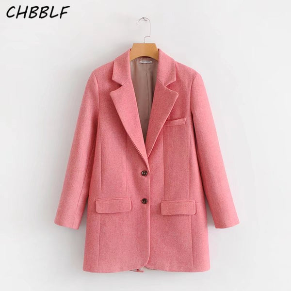 Spring new European Pink Striped woolen suit loose casual coat lady's small suit blazer DFT27120