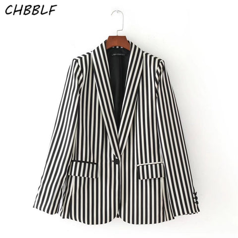 Spring new European black and white striped suit coat lady's small suit blazer BGB7177
