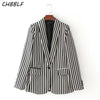 Spring new European black and white striped suit coat lady's small suit blazer BGB7177