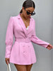 Spring women slim coat blazer  long sleeve deep V-neck single buckle belt suit jacket Female 2022 party coat