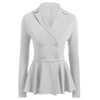 Spring plus size women long sleeve solid blazer outwear coat double breasted ruffles hem peplum slim fit casual work wear jacket