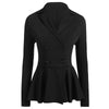 Spring plus size women long sleeve solid blazer outwear coat double breasted ruffles hem peplum slim fit casual work wear jacket