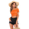 Spring/summer 2023 Sexy short Tops with lovely edge Lovely women Tops Yellow/Orange/White/Beige/Black female top