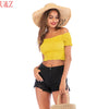 Spring/summer 2023 Sexy short Tops with lovely edge Lovely women Tops Yellow/Orange/White/Beige/Black female top