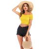 Spring/summer 2023 Sexy short Tops with lovely edge Lovely women Tops Yellow/Orange/White/Beige/Black female top