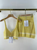 Spring/summer knit suit For women designer Sleeveless vest crop top High-waisted A-line skirt slim 2-piece suit