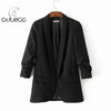 Spring women  style basic jacket notched blazer 3/4 sleeve casual slim lady work business wear cardigan blazer suits elegant