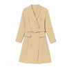SpringAutumn Office Ladies Casual Double Breasted With Belt Long Blazer Dress Women Casual Jacket Female Elegant Business Coat
