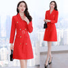 SpringAutumn Office Ladies Casual Double Breasted With Belt Long Blazer Dress Women Casual Jacket Female Elegant Business Coat
